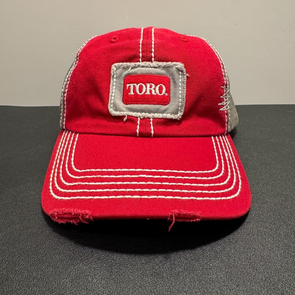 Toro Hat Cap Red Gray Logo‎ Embroidered OSFA Embroidered Colorblock Dad Adult